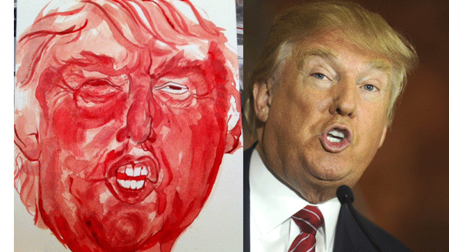 Artist paints portrait of Donald Trump with her own menstrual blood over his