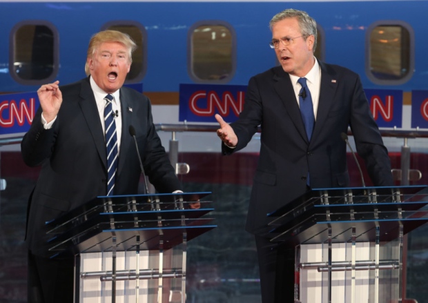 Donald Trump and Jeb Bush clash in the presidential debate at the Reagan Library in Simi Valley California