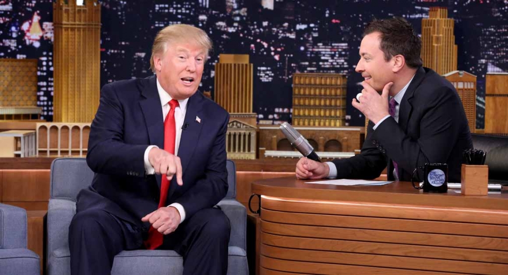 Donald Trump appears with host Jimmy Fallon on Friday