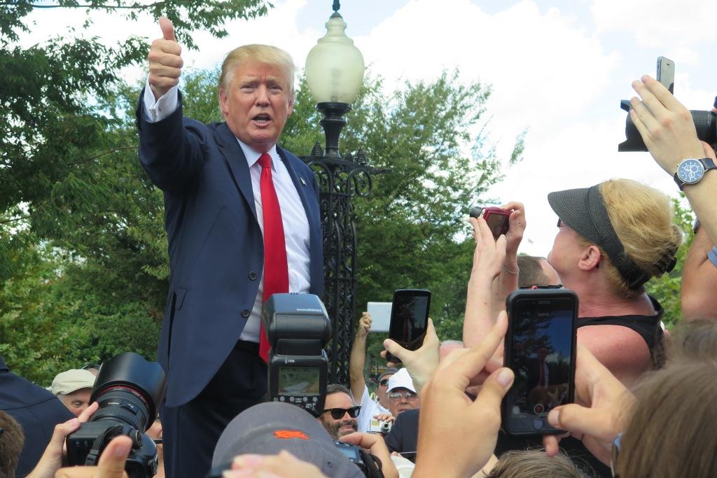 Donald Trump leaves a rally against the Iran nuclear deal at the U.S. Capitol on Sept. 9 2015