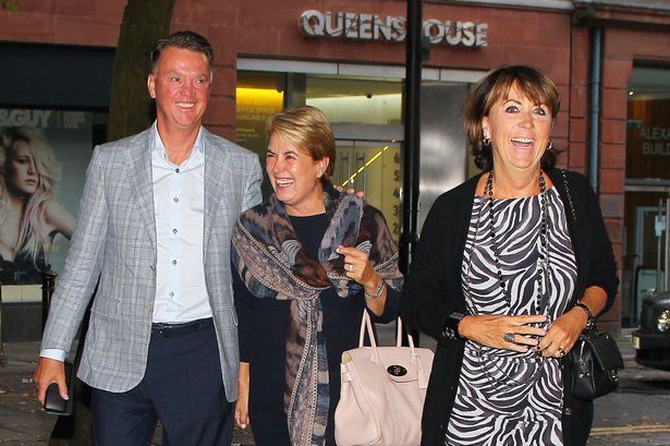 Manchester United Louis van Gaal and wife Truus are chauffeur driven to Wing's Chinese Restaurant in a Bentley with a WINGS number plate on Sunday evening. The couple were joined by a family friend to celebrate Truus's birthday