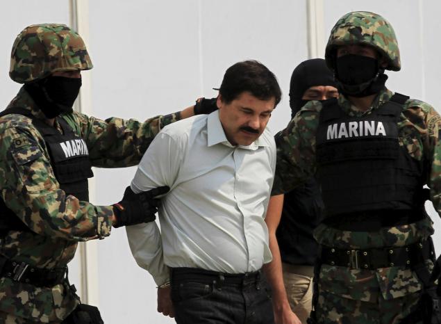 Joaquin Guzman was paraded before reporters after his captue in 2014. The escaped drug lord has reportedly been seen in Tabasco Mexico and was allegedly in Costa Rica eating at an outdoor restaurant with his son