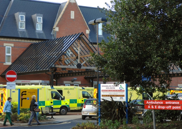 Ambulances outside Wigan Infirmary Accident & Emergency department