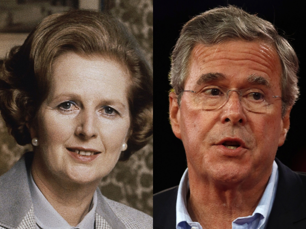 Former British prime minister Margaret Thatcher and former Florida governor Jeb Bush