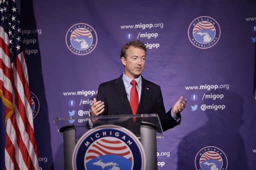 Republican presidential candidate Sen. Rand Paul R-Ky. addresses the 2016 Mackinac Republican Leadership Conference Saturday Sept. 19 2015 in Mackinac Island Mich