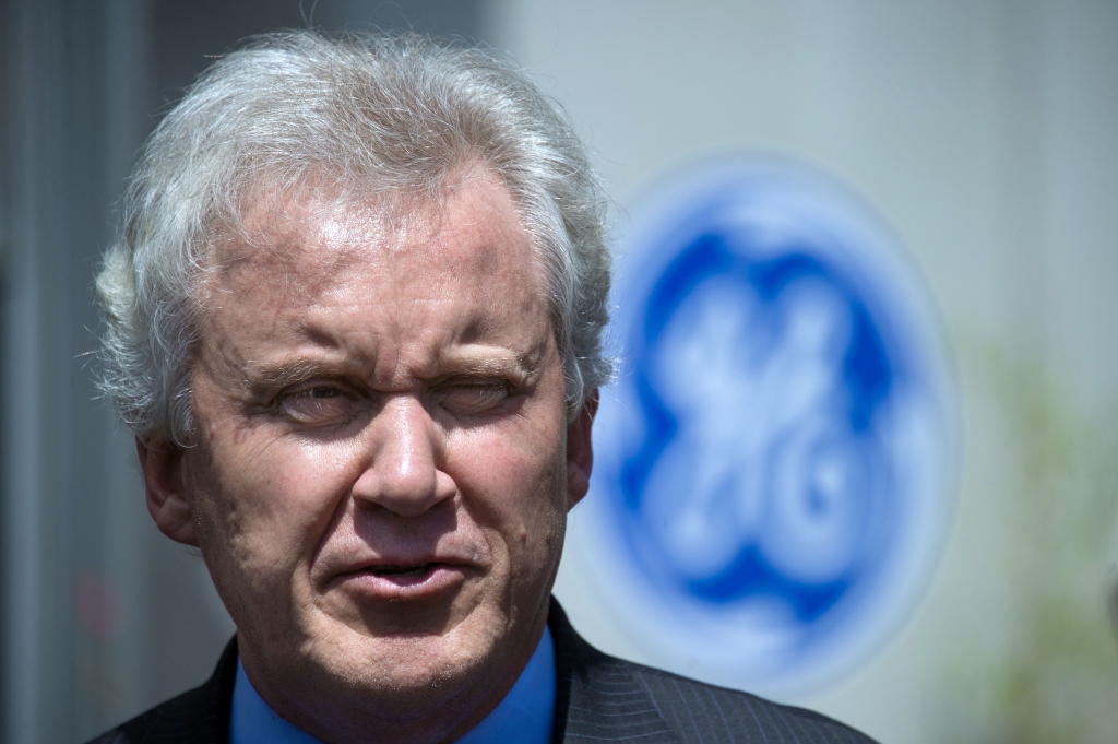 Chairman and CEO Jeffrey Immelt in front of a GE logo in Belfort France. Sebastien Bozon- AFP  Getty Images