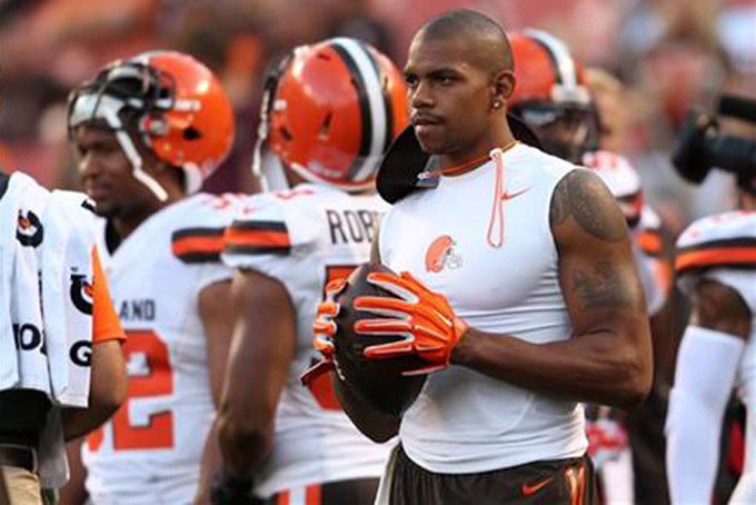 Cleveland Browns wide receiver Terrelle Pryor against the Buffalo Bills before an NFL preseason football game in Cleveland. The former Ohio State and Oakland raiders quarterback made the Browns roster as a wide rec