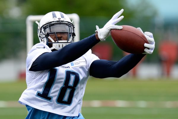 Tennessee Titans wide receiver Hakeem Nicks catches