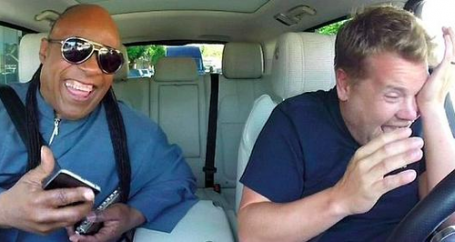 Image Text
 CARPOOL KARAOKE Stevie Wonder brought comedian James Corden to tears