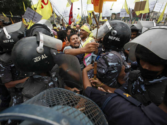 Nepal Protest police attacked