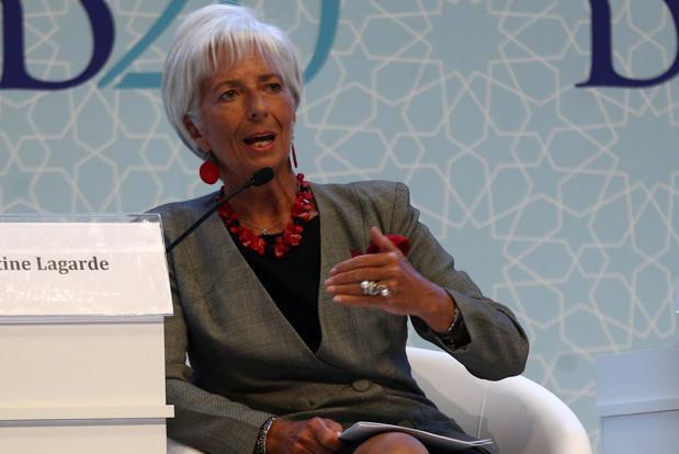 IMF managing director Christine Lagarde delivers a speech during the G20 finance ministers meeting in Turkey on 4 September in Ankara