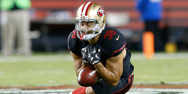 Jarryd Hayne fumbles a punt for his first touch in the NFL