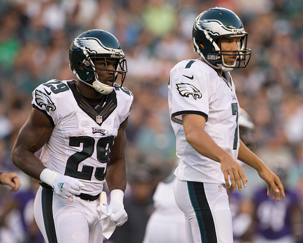 Sam Bradford #7 and De Marco Murray #29 of the Philadelphia Eagles