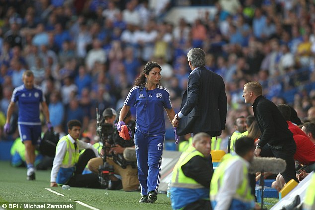 Jose Mourinho and Eva Carneiro had a touchline row during Chelsea's draw with Swansea in August