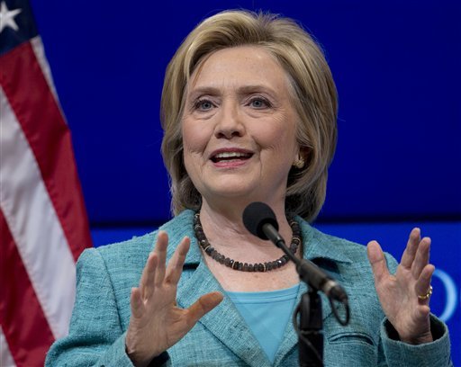 Democratic presidential candidate Hillary Rodham Clinton speaks at the Brookings Institution in Washington Wednesday Sept. 9 2015. Casting herself as a key player in talks that led to the landmark agreement to control Iran's nuclear program Clinton