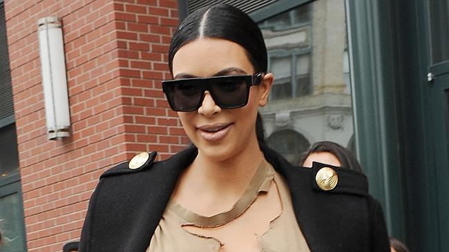 Misstep... Kim Kardashian stunned onlookers in New York with a bizarre Fashion Week ense