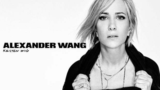 Kirsten Wiig poses for Alexander Wang's charity campaign. The two frequently play dress ups on the red carpet