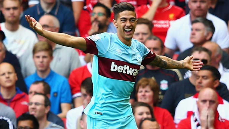 Lanzini puts West Ham ahead at Anfield