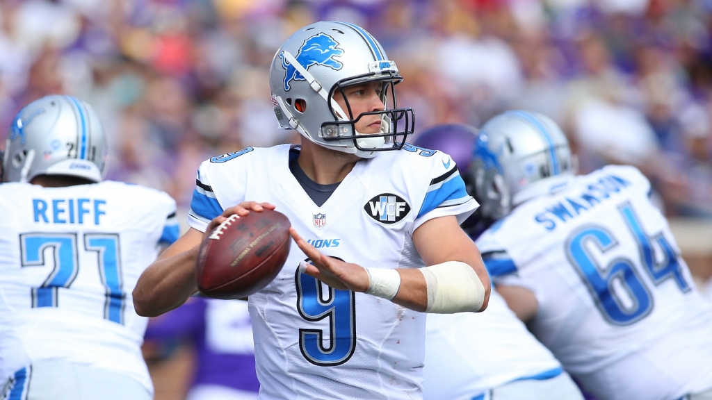 MINNEAPOLIS MN- SEPTEMBER 20 Matthew Stafford #9 of the Detroit Lions attempts a pass against the Minnesota Vikings in the third quarter at TCF Bank Stadium