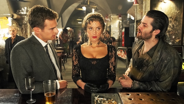 Theo James, Amber Heard and Jim Sturgess appear in a scene from London Fields. The film has been pulled from the Toronto International Film Festival amid the director's lawsuit against the movie's producers