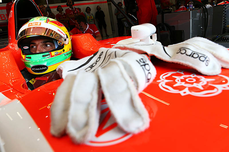 Looking like the ex-boyfriend at the wedding Roberto Merhi cut a sad figure at today's official press conference