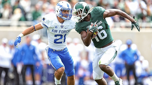 Aaron Burbridge caught three of the Spartans&#039 four TDs against Air Force