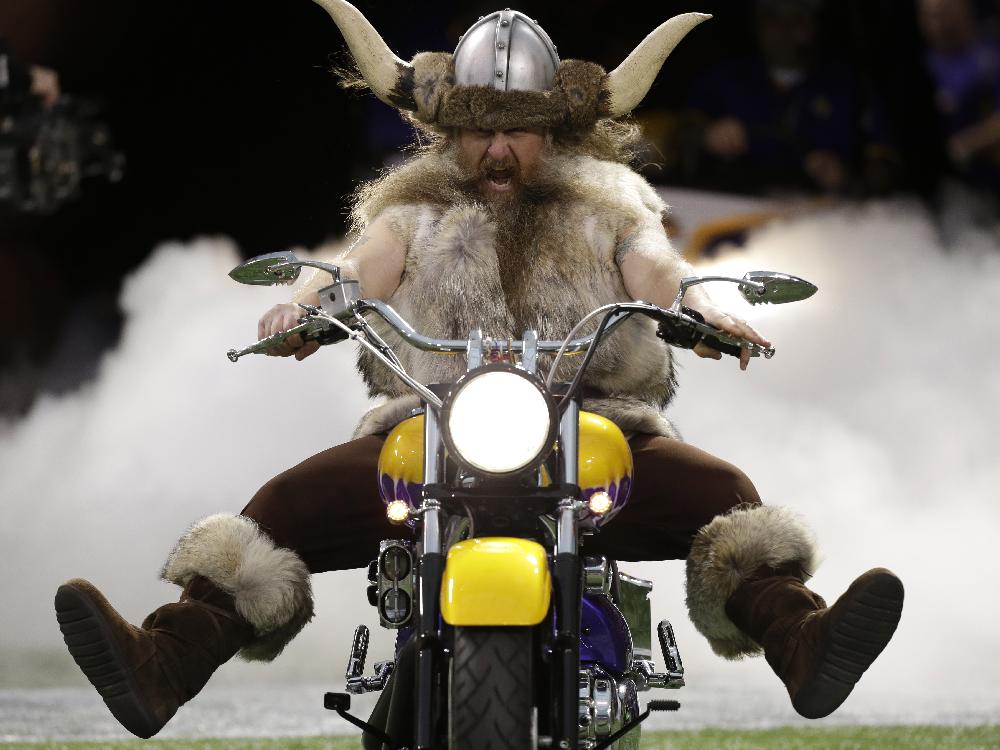 Minnesota Vikings mascot Ragnar the Viking rides onto the field before an NFL football game in 2012 between the Vikings and the Detroit Lions in Minneapolis. The Vikings said on Sept. 21 2015 their contract with Joe Juranitch the man who played Ragnar