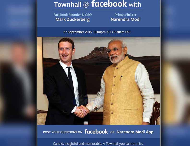 Narendra Modi Mark Zuckerberg Facebook Facebook CEO Facebook Headquarter California Facebook Townhall Q&A