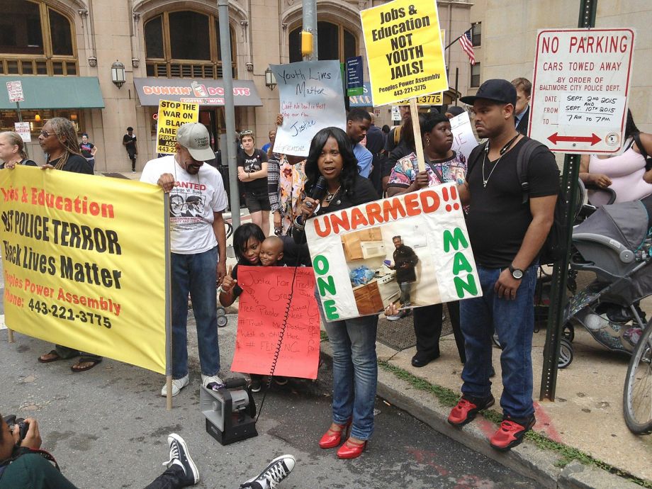 Protesters gathered earlier this month outside the courthouse where proceedings were held in the murder case