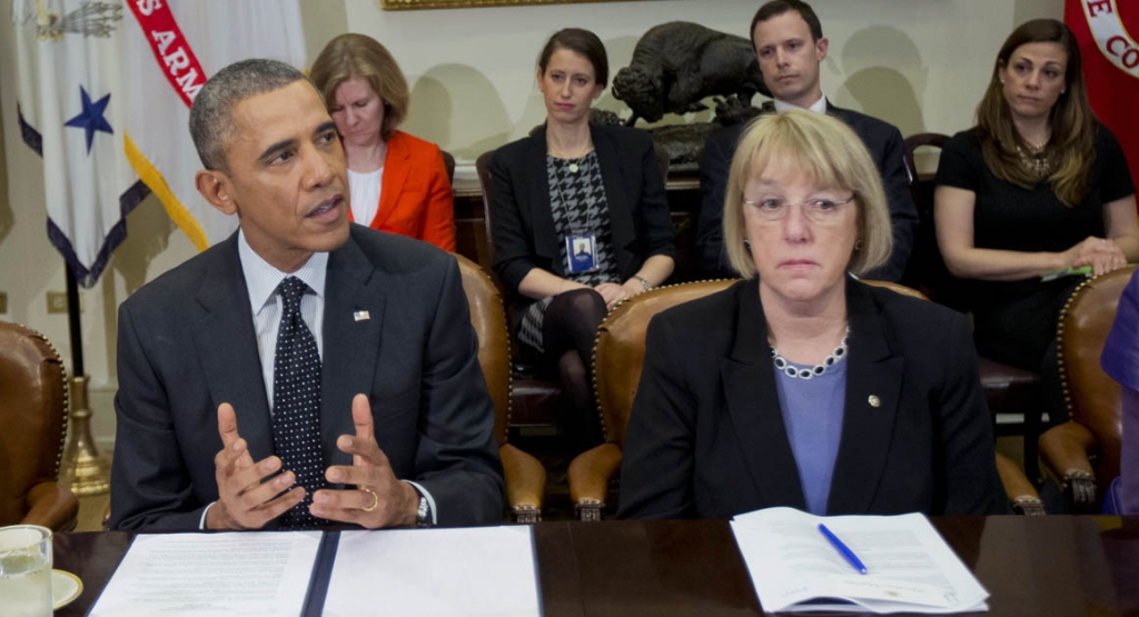 President Barack Obama second from left speaks at a meeting with Democratic female members of Congress to discuss the administration’s economic agenda and minimum wage efforts at the White House in Washington Wednesday