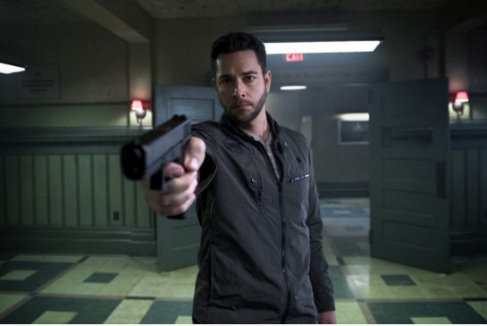 In Heroes Reborn Luke Collins played by Zachary Levi targets evolved humans after he loses his son in a terror attack