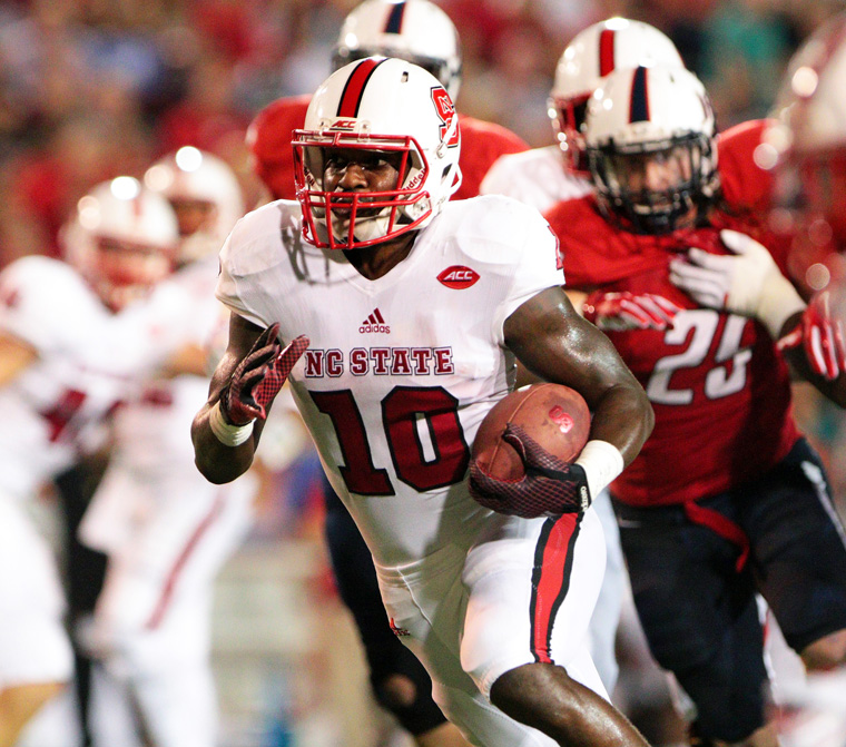 N.C. State running back Shadrach Thornton carries for a touchdown against South Alabama on Saturday Sept. 26 2015 in Mobile Ala