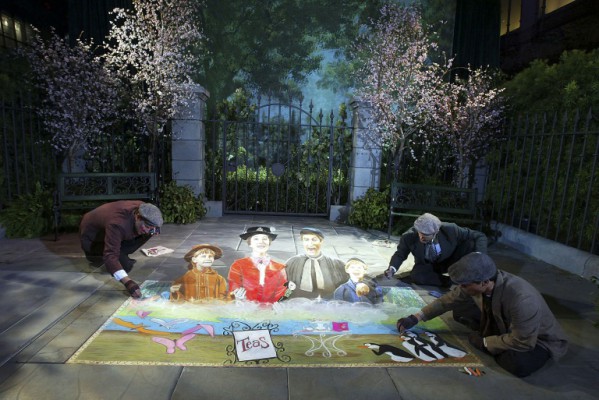 Getty  AFP  Kevin Winter Artists draw in chalk at Disney's'Mary Poppins 40th Anniversary Edition DVD release party on Novenber 30 2004 in Los Angeles California