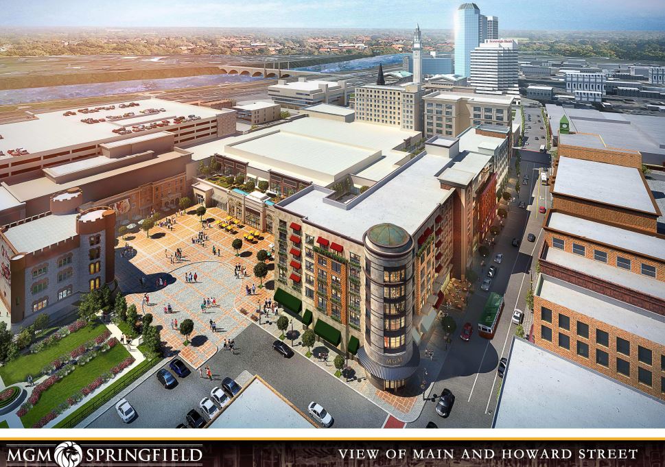 The new vision minus a 25-story tower of MGM Springfield an 0 million casino resort planned in Massachusetts. Source MGM Resorts International