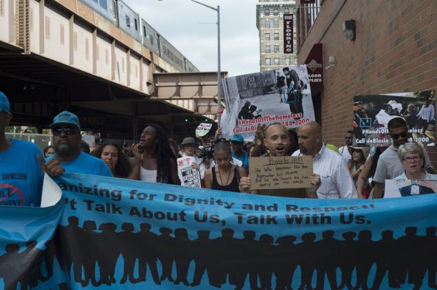 About 100 protesters marched in Harlem to seek help for homeless people