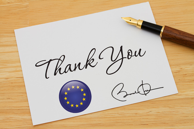 Obama owes Europe a thank you note.    Thank you illustration via