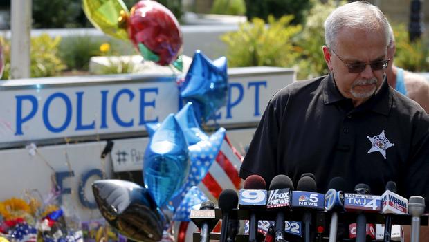 George Filenko of the Lake County Major Crimes Task Force holds a news conference at a vigil for slain Fox Lake Police Lieutenant Charles Joseph Gliniewicz in Fox Lake Illinois United States