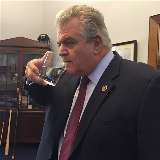 24 2015 U.S. Rep. Bob Brady D-Pa. drinks from a glass of water that Pope Francis used during his speech to Congress while standing in Brady's Washington office. As Pope Francis left the chamber Thursday Brady