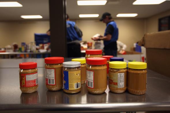 85039139-donated-peanut-butter-is-set-aside-to-be-crosschecked