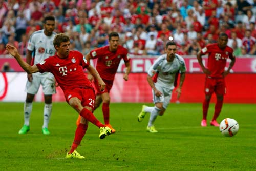 Bayern Munich's Thomas Müller scores twice in defeat of Bayer Leverkusen