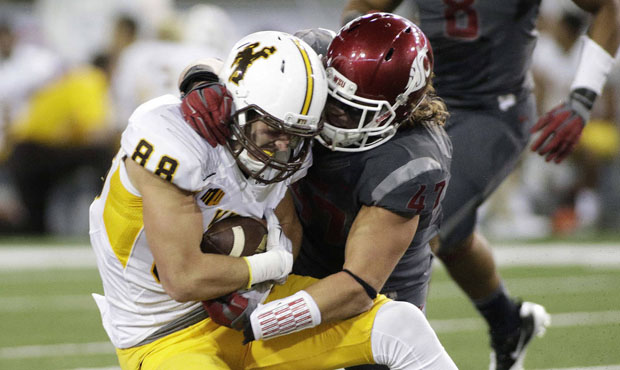 Peyton Pelluer was a bright spot for the WSU defense with three tackles for loss vs. Wyoming