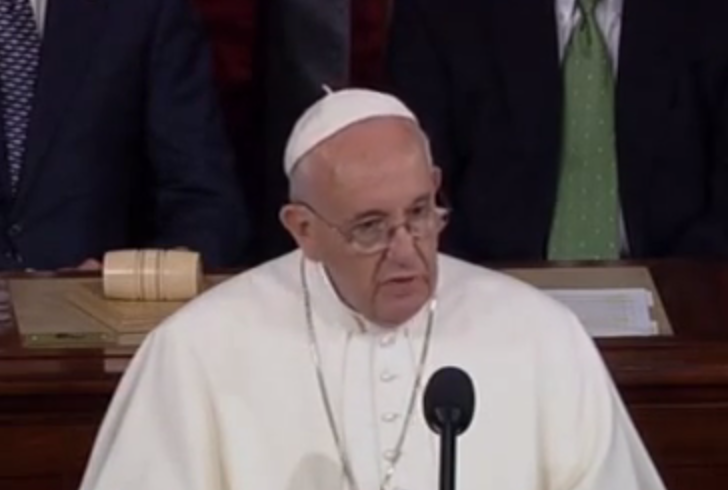 Pope Francis addresses Congress screenshot via YouTube