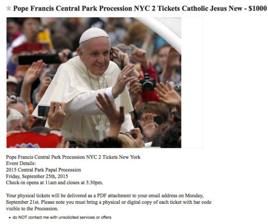 Dolan, NY officials call for crackdown on papal ticket scalping