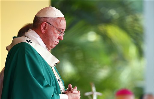 Pope Francis celebrates Mass in Revolution Square in Havana Cuba Sunday Sept. 20 2015. Pope Francis opens his first full day in Cuba on Sunday with what normally would be the culminating highlight of a papal visit Mass before hundreds of thousands