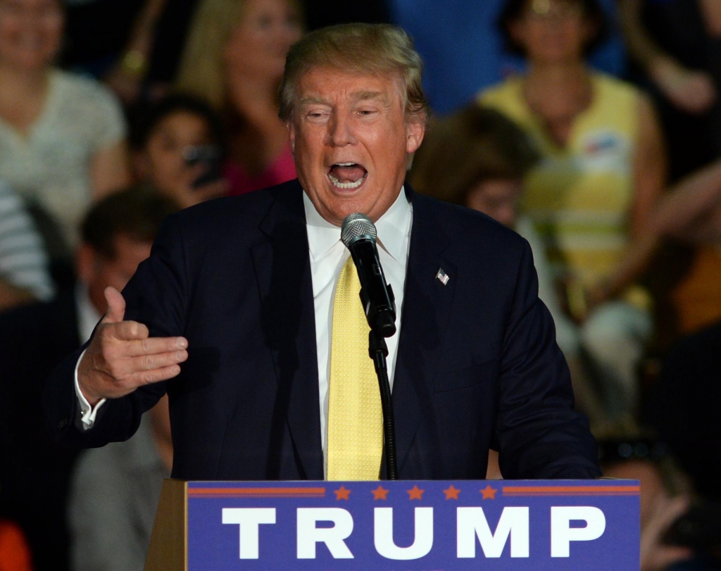 Presidential candidate Donald Trump speaks during a town hall event Thursday in Rochester N.H