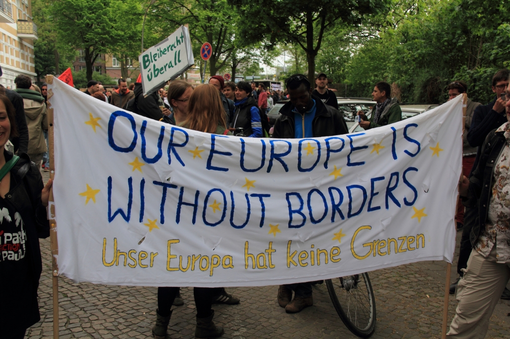 Refugee welcome center in Hamburg Germany