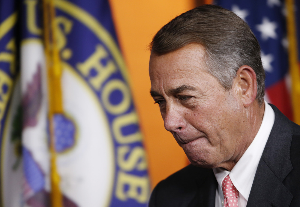 An emotional House Speaker John Boehner leaves Friday’s news conference after announcing his resignation. Boehner’s resignation denies his opponents their best leverage for retribution for a government funding package that includes Planned Parenthood