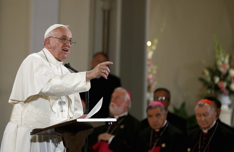 ReutersPope Francis addresses guests at St. Patrick's Church in Washington on Sept. 24 2015