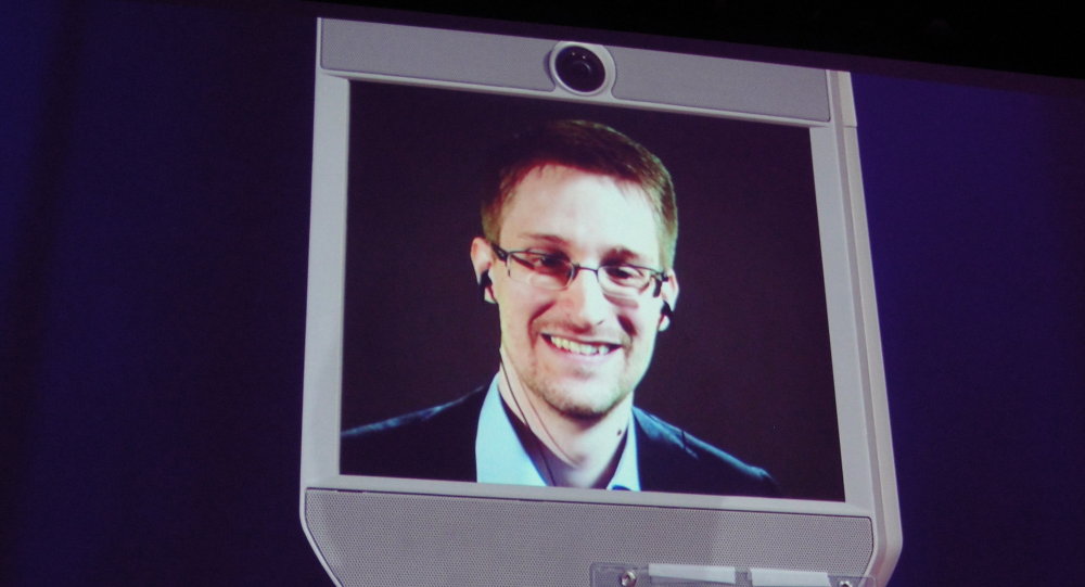 Former NSA contractor Edward Snowden appears by remote-controlled robot at a TED conference in Vancouver