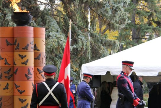 Officers stand guard at the